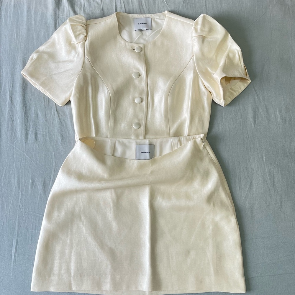 “💖Sale” Reformation Mika Two Piece — Cream - Picture 4 of 7